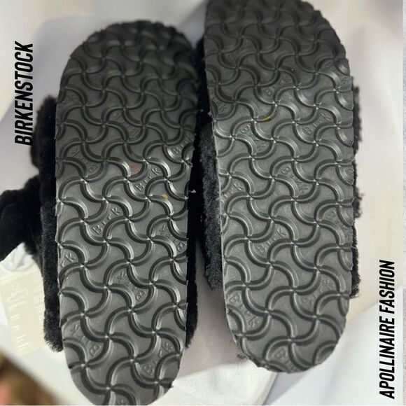 BIRKENSTOCK PAPILLIO ARIZONA SHEARLING SANDALS IN BLACK NWT - Picture 2 of 7
